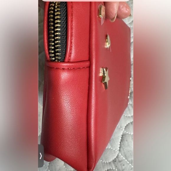 YSL Red Beaute Makeup Bag/Pouch W/Gold Charms - Picture 6 of 11